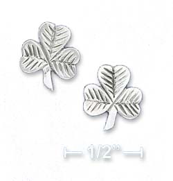 
Sterling Silver 10mm Wide Lined Shamrock Post Earrings
