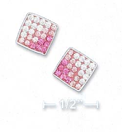 
Sterling Silver 8mm Multi Stone Pink To White Crystal Post Earrings
