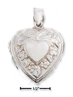 
Sterling Silver Embossed Heart Locket Pendant With Bow
