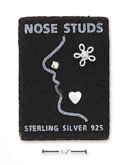 
Sterling Silver Nose Studs Set: Round Heart And Floral
