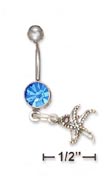 
SS Belly Ring With Sapphire Gem Stone Sta
