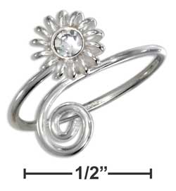 
Sterling Silver Scroll and Round Clear Cubic Zirconia Sun Toe Ring
