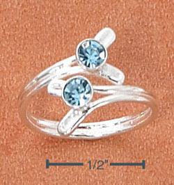 
Sterling Silver Double Wrap With 2 Blue Crystals Fork Ends Toe Ring
