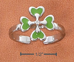 
Sterling Silver Green Enamel four-leaf Clover Toe Ring
