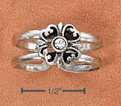 
Sterling Silver Four Leaf Clover With Clear Center Crystal Toe Ring
