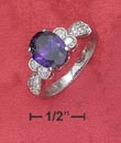 
Sterling Silver 8x10mm Purple CZ Ring Wit
