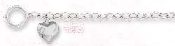 
Sterling Silver 7.5 Inch Cable Toggle Bracelet Puffed Heart 3mm Cubic Zirconia
