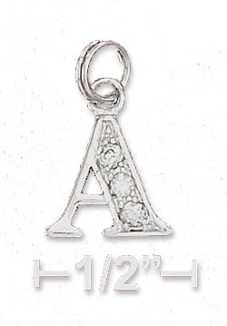 
Sterling Silver Cubic Zirconia Alphabet Charm Letter A - 3/8 Inch
