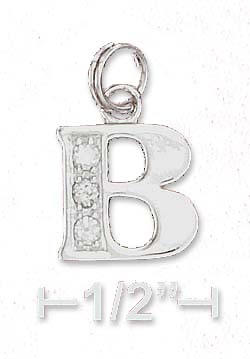 
Sterling Silver Cubic Zirconia Alphabet Charm Letter B - 3/8 Inch
