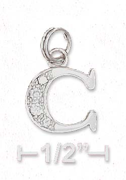 
Sterling Silver Cubic Zirconia Alphabet Charm Letter C - 3/8 Inch
