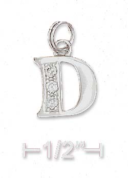 
Sterling Silver Cubic Zirconia Alphabet Charm Letter D - 3/8 Inch
