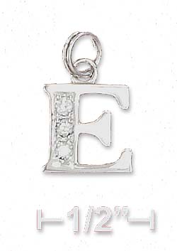 
Sterling Silver Cubic Zirconia Alphabet Charm Letter E - 3/8 Inch
