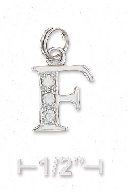 
Sterling Silver Cubic Zirconia Alphabet Charm Letter F - 3/8 Inch
