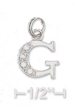 
Sterling Silver Cubic Zirconia Alphabet Charm Letter G - 3/8 Inch
