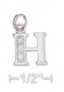 
Sterling Silver Cubic Zirconia Alphabet Charm Letter H - 3/8 Inch
