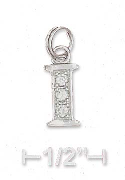 
Sterling Silver Cubic Zirconia Alphabet Charm Letter I - 3/8 Inch
