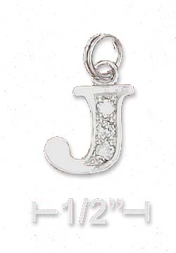 
Sterling Silver Cubic Zirconia Alphabet Charm Letter J - 3/8 Inch
