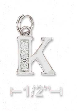 
Sterling Silver Cubic Zirconia Alphabet Charm Letter K - 3/8 Inch

