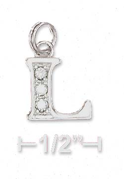 
Sterling Silver Cubic Zirconia Alphabet Charm Letter L - 3/8 Inch
