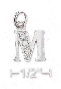 
Sterling Silver Cubic Zirconia Alphabet Charm Letter M - 3/8 Inch
