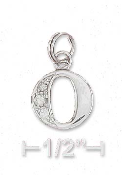 
Sterling Silver Cubic Zirconia Alphabet Charm Letter O - 3/8 Inch
