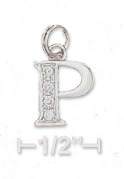 
Sterling Silver Cubic Zirconia Alphabet Charm Letter P - 3/8 Inch
