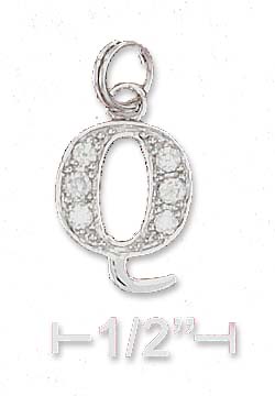 
Sterling Silver Cubic Zirconia Alphabet Charm Letter Q - 3/8 Inch
