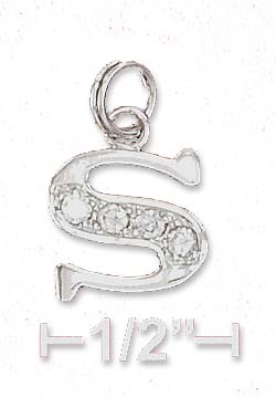 
Sterling Silver Cubic Zirconia Alphabet Charm Letter S - 3/8 Inch

