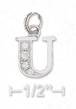 
Sterling Silver Cubic Zirconia Alphabet Charm Letter U - 3/8 Inch
