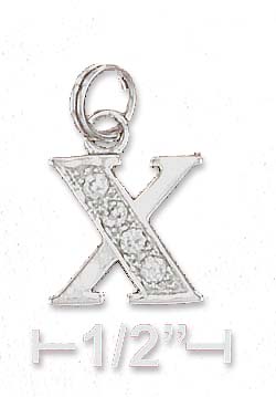 
Sterling Silver Cubic Zirconia Alphabet Charm Letter X - 3/8 Inch
