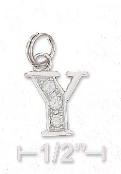 
Sterling Silver Cubic Zirconia Alphabet Charm Letter Y - 3/8 Inch
