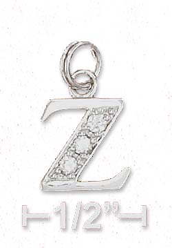 
Sterling Silver Cubic Zirconia Alphabet Charm Letter Z - 3/8 Inch
