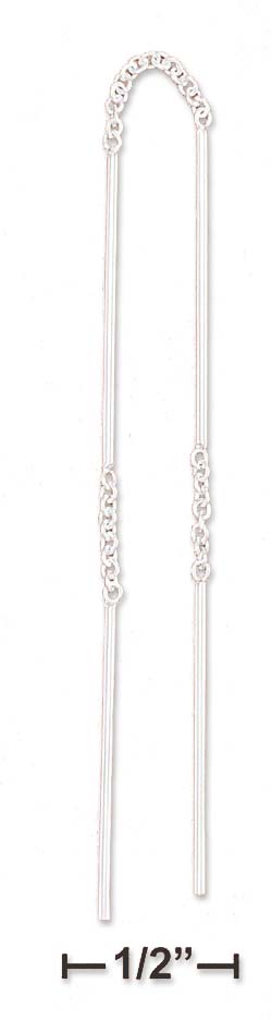 
Sterling Silver Segmented Bar Chain Earrings Threads - 5 Inch Long

