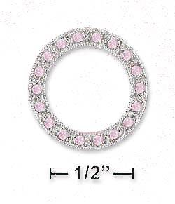 
Sterling Silver Open Pink Cubic Zirconia Slide Pendant Appr. 3/4 Inch Diameter
