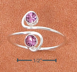 
Sterling Silver S Shape With 2 Pink Crystals Toe Ring
