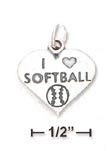 
Sterling Silver Antiqued I Heart Softball
