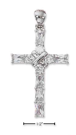 
SS Clear Cubic Zirconia Cross Pendant With Center Stones Center X
