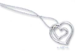 
Sterling Silver Italian 16 Inch Double Open Heart WiHeart Necklace
