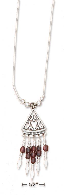 
Sterling Silver 17 Inch LS Filigree Triangle Necklace
