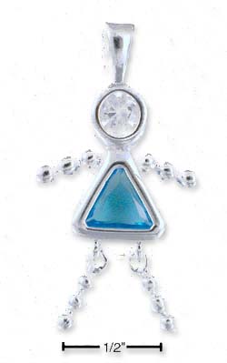 
Sterling Silver December Bead Girl Charm With Blue Cubic Zirconia

