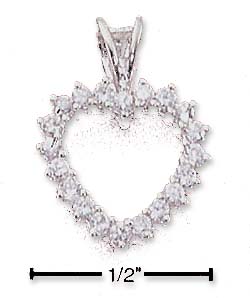 
Sterling Silver Dainty Heart With Cubic Zirconias On Bail Pendant
