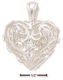 
Sterling Silver 25mm Sparkle-Cut Filigree Heart Charm
