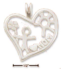 
Sterling Silver Heart With Child Flower and Mom Charm
