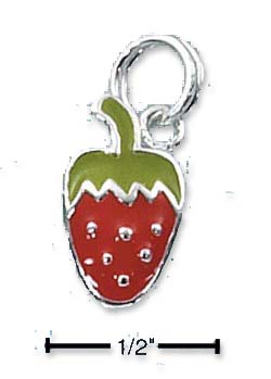 
Sterling Silver Red and Green Enamel strawberry Charm
