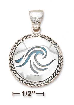 
Sterling Silver Braided Medallion With Paua Shell Wave Inlay Charm
