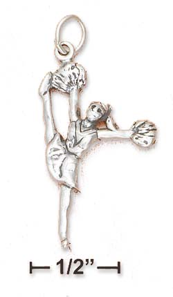 
Sterling Silver Antiqued 3d Kicking Cheerleader Charm
