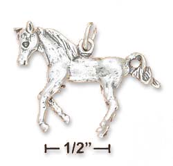 
Sterling Silver Large 3d Antiqued Running Horse Charm
