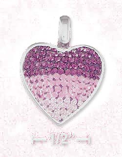
Sterling Silver Heart Charm Filled With Various Shades Of Pink Cubic Zirconias
