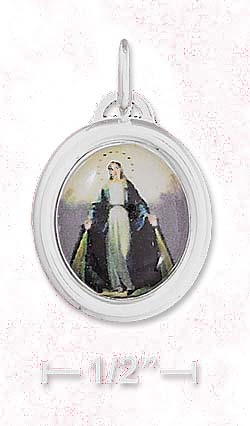 
Sterling Silver 17mm Holy Mary Pendant With Clear External Coating
