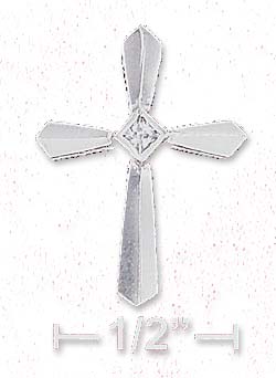 
Sterling Silver 15x20mm Knife Edge CroSterling Silver Pendant With Cubic Zirconia In Center
